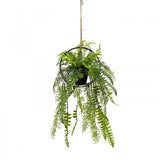 Faux Mixed Fern in Circle Frame Hanger (with Rope) Artificial Plant Flower Decor In Australia - Darrahopens