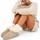 Womens UGG Boots Genuine Sheepskin Suede Leather Slippers Warm Shoes - Beige