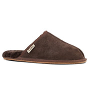 GROSBY Buck UGG Mens Sheepskin Slippers Scuff Slip On Leather Moccasins in Chocolate In Australia - Darrahopens