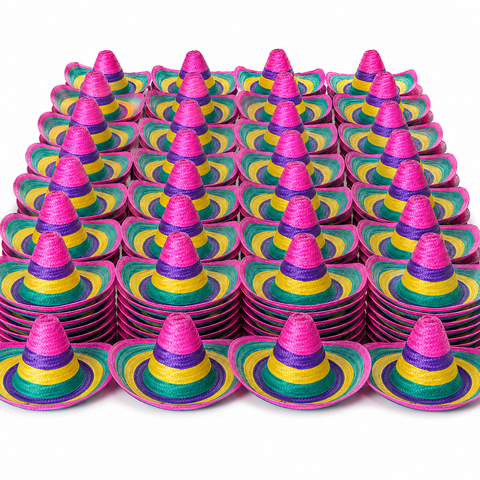 100x Rainbow Mexican SOMBRERO Fancy Dress Straw Party Costume Hat Cap In Australia - Darrahopens