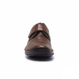 HUSH PUPPIES BLOKE Leather Shoes Slip On Extra Wide Work All Day Comfort - Brown