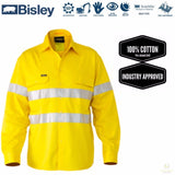 BISLEY 3M Taped Hi Vis Cool Vent Long Sleeve Industrial Shirt Workwear Cotton - BS6445T_BBLY - 4XL
