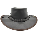 Jacaru Boundary Rider Bovine Cow Leather Hat Chinstrap Side Snaps - Brown