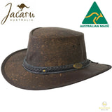 JACARU Squashy Kangaroo Leather Hat Roo Traveller Crushable Travel Outback - Brown In Australia - Darrahopens