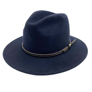 Jacaru Australian Wool Fedora Hat Outback 100% Wool Crushable Travel - Navy In Australia - Darrahopens