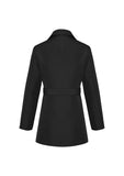 Womens Winter Button Long Trench Coat Jacket Parka Overcoat - Black - Large