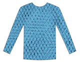 LONG SLEEVE FISHNET TOP Blouse T Shirt Tee Costume Party See Through - Blue