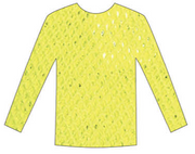 LONG SLEEVE FISHNET TOP Blouse T Shirt Tee Costume Party See Through - Fluro Yellow