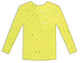 LONG SLEEVE FISHNET TOP Blouse T Shirt Tee Costume Party See Through - Fluro Yellow