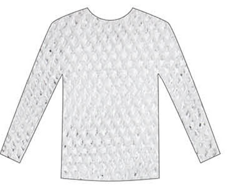 LONG SLEEVE FISHNET TOP Blouse T Shirt Tee Costume Party See Through - White