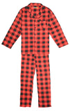 Mens Flannelette Pyjama Set Sleepwear Soft 100% Cotton PJs Two Piece Pajamas - Red - XL