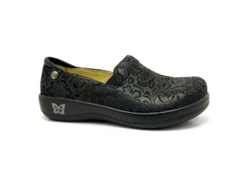 ALEGRIA Keli Nursing Shoes Slip On Womens Work Working Hospitality - Black Embossed Paisley In Australia - Darrahopens