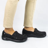 ALEGRIA Keli Nursing Shoes Slip On Womens Work Working Hospitality - Black Embossed Paisley In Australia - Darrahopens