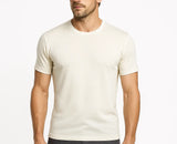 Mens 100% Pure Merino Wool Crew Neck Short Sleeve Top T Shirt Thermal Underwear - Natural