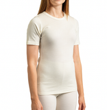 MERINO SKINS Crew Neck Short Sleeve T-Shirt Top 100% Wool Underwear Thermals in Natural - Large (101cm)