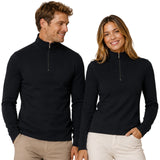 Merino Skins 100% Merino Wool Thermal Top Half Zip Long Sleeve Unisex - Black