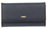 Morrissey Italian Structured Leather Flap Over Ladies Wallet - Navy