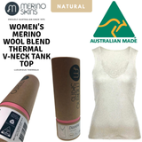 MERINO SKINS Ladies Dianthe Tank Top Thermal Merino Wool Rich Thermals - Natural In Australia - Darrahopens