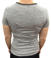 Merino Skins Verona Womens V-Neck Long Sleeve Thermal Underwear Soft Grey Marle In Australia - Darrahopens