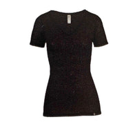 MERINO SKINS Ladies Verona V-Neck Tee Thermal Top Wool Blend - Black In Australia - Darrahopens