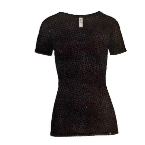 MERINO SKINS Ladies Verona V-Neck Tee Thermal Top Wool Blend - Black In Australia - Darrahopens