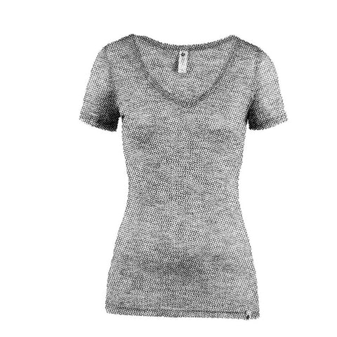 MERINO SKINS Womens Verona V-Neck Tee Thermal Top Wool Blend - Soft Grey In Australia - Darrahopens