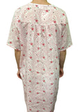 Womens 100% Cotton Short Sleeve Nightie Gown Night Sleepwear Pyjamas PJ Pajamas - Pink - 12