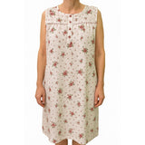 Womens 100% Cotton Sleeveless Nightie Gown Night Dress Pyjamas PJ - White - 14