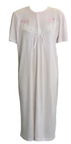 Womens Ladies Cotton Blend Nightie Night Gown Pajamas Pyjamas Sleepwear PJ - Pink - 16