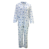 Womens PYJAMAS PJs Set Pajamas Ladies Cotton PJ Womens Long Sleeve Sleepwear - Blue - 18