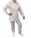 Womens PYJAMAS PJs Set Pajamas Ladies Cotton PJ Womens Long Sleeve Sleepwear - Pink - 18