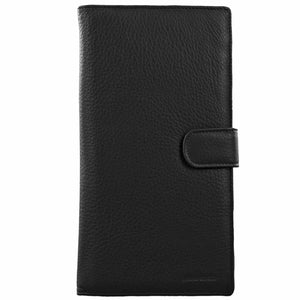Pierre Cardin Leather Passport Holder Travel Wallet w/ RFID Protection - Black