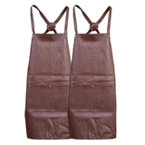2x Pierre Cardin Professional Leather Apron Butcher Woodwork Barber Chef - Brown