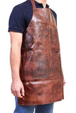 Pierre Cardin Professional Leather Apron Butcher Woodwork Hairdressing Barber Chef - Cognac