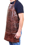 Pierre Cardin Professional Leather Apron Butcher Woodwork Hairdressing Barber Chef - Cognac