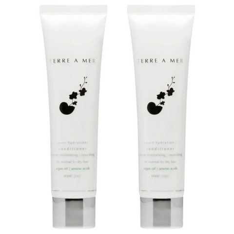 2x Terre A Mer Pure Hydration Amino Acid/Argan Conditioner - 60ml Travel Size