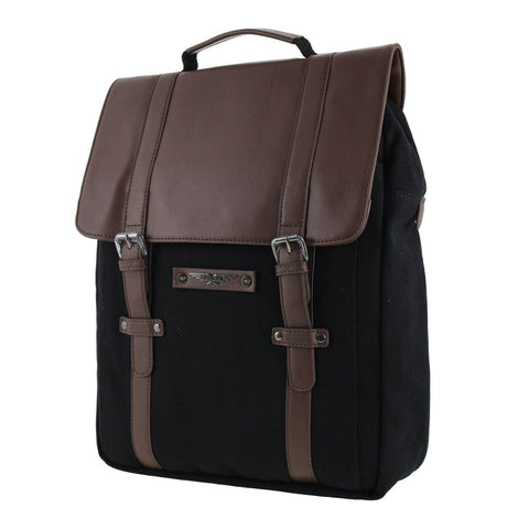 POLICE Messenger Backpack Bag with Laptop Computer Sleeve in Black
