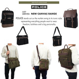 POLICE Wings Mens Canvas Backpack Bag with Laptop Computer Sleeve in Black
