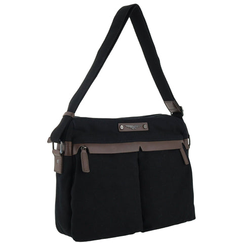 POLICE Wings Canvas Mens Messenger Business Bag w/ Laptop Computer Section in Black In Australia - Darrahopens