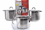 Rossner Stainless Steel Induction Cookware Set Casserole Stockpot - 3 Pots with Lids