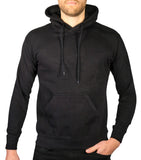 Adult Mens 100% Cotton Fleece Hoodie Jumper Pullover Sweater Warm Sweatshirt - Black - 2XL