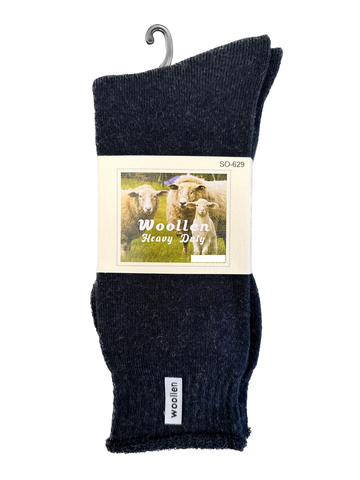 1 Pair Premium Mens Wool Heavy Duty Thick Work Socks Cushion Woolen - Navy - 11-14