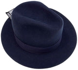 STACY ADAMS 100% Wool Felt Hat Warm Winter Fedora Trilby Style w Brim - Navy