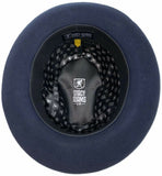 STACY ADAMS 100% Wool Felt Hat Warm Winter Fedora Trilby Style w Brim - Navy