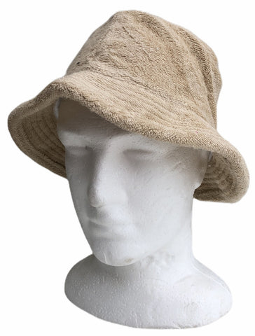 Stingy Brim Terry Towelling Bucket Hat Daggy Fishing Camping Lad Cap 100% COTTON - Beige - S/M