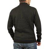 100% SHETLAND WOOL Half Zip Up Knit JUMPER Pullover Mens Sweater Knitted - Plain Black - L