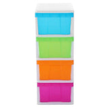 MEGA 4 Tier Drawer Storage Organiser Plastic Level Office Box Cabinet in Black/White