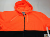 HI VIS Jumper Full Zip Hoodie Safety Workwear Fleecy Fleece Jacket Hooded - Orange/Navy - 2XL
