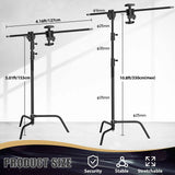 150-330cm Black Heavy Duty C-Stand Adjustable Light Stand Load 20KG Capacity