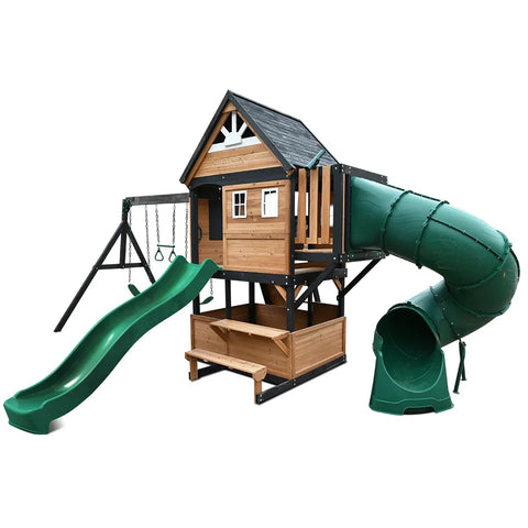 Lifespan Kids Claremont Swing Set & Play Centre with 2.2m Slide (Green) In Australia - Darrahopens